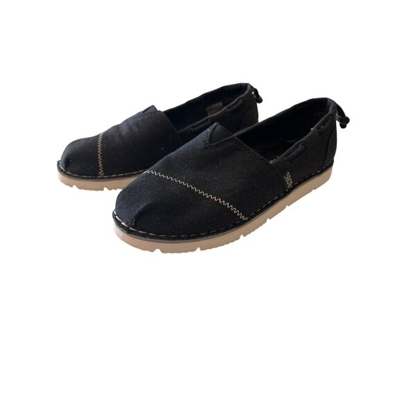 BOBS Skechers Chill Flex Black Slip On Shoes Memory Foam Insoles Canvas Size 7 - Picture 1 of 8
